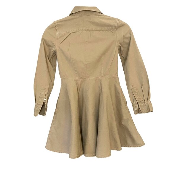 Ralph Lauren Girls Shirt Dress Cotton Khaki Size 8 Button Front - Picture 2 of 7